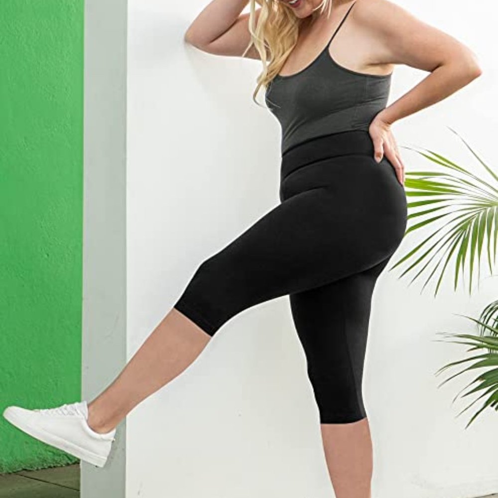 SATINA High Waisted Leggings for Women - Capri Length Women's Leggings